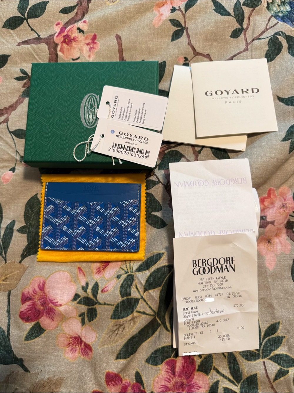Goyard Blue Card Holder with Yellow Trim